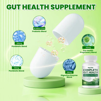 SEPT YAN Gut Health Supplement with Prebiotics, Postbiotics & Probiotics for Digestive Health for Women & Men, 80 Billion CFU Probiotics for Gut and Digestion SEPT YAN