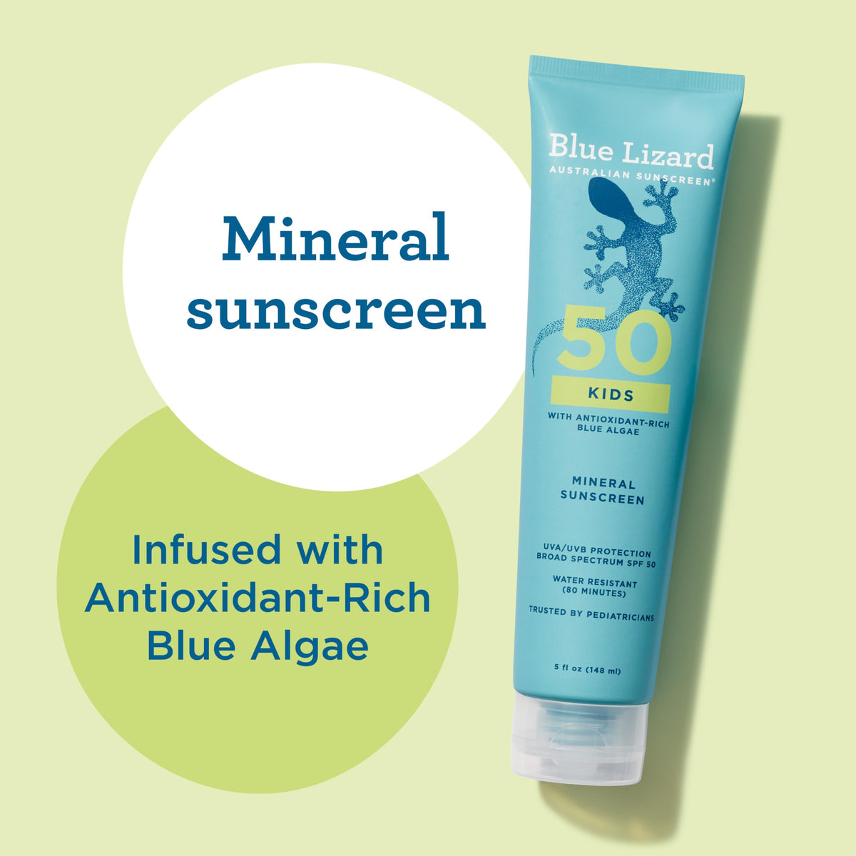 Blue Lizard Kids Mineral SPF 50 Sunscreen Lotion, 100% Mineral, Children’s Sunscreen, Water-Resistant Formula, Paraben-Free, Fragrance-Free, 5 fl oz BLUE LIZARD