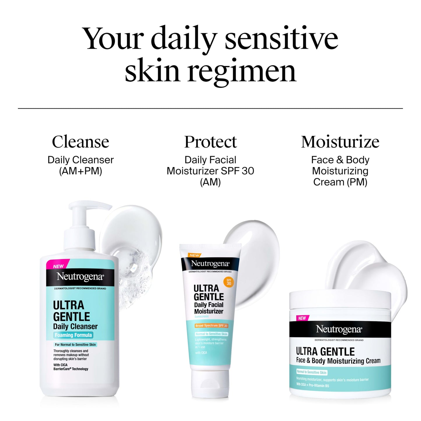 Neutrogena Ultra Gentle Foaming Facial Cleanser, Fragrance Free Hydrating Face Wash for Sensitive Skin, Daily Non Over Drying Makeup Remover Neutrogena
