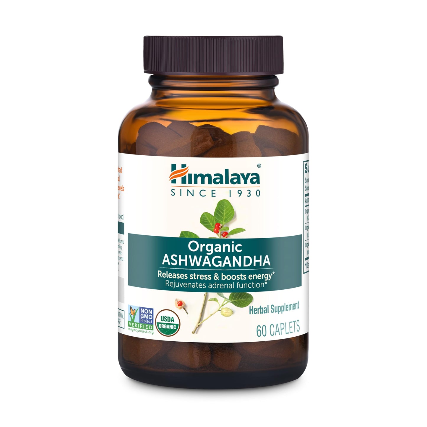 Himalaya Organic Ashwagandha Root, 2 Month Supply - Herbal Adrenal Support Supplements for Stress Relief and Energy Support - USDA Organic, Non-GMO, Vegan Himalaya