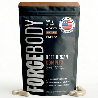 FORGEBODY® Beef Organ Complex Capsules [1 Month] - 100% Grass Fed Beef Organ Supplement with Blend of Liver, Heart, Bone Marrow, Pancreas & Testicles FORGEMEN