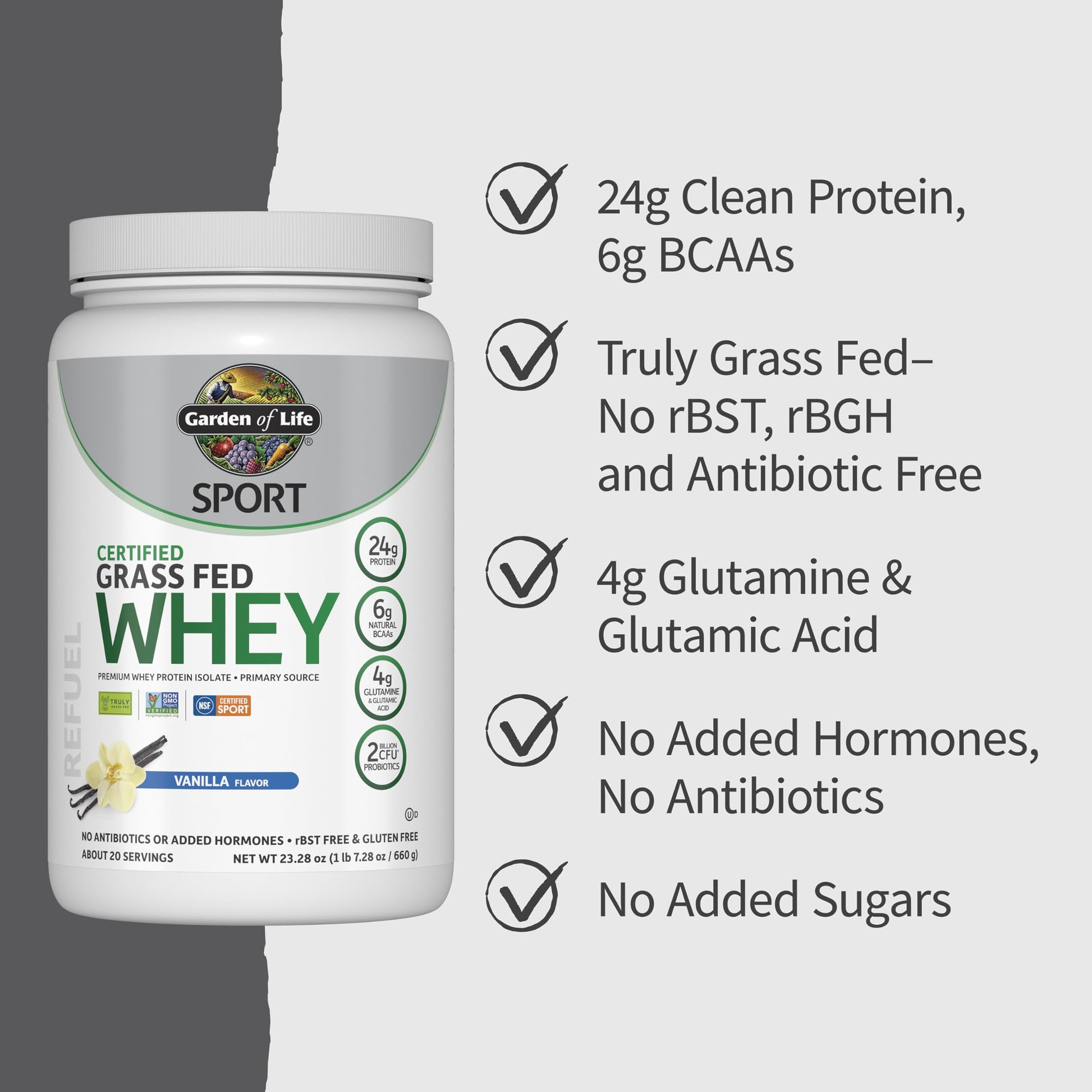 Garden of Life Sport Grass Fed Whey Protein Powder – 24g Whey Protein Isolate for Women & Men with Probiotics & Glutamine, Non-GMO, Gluten-Free, Cold-Processed, Vanilla Flavor, 20 Servings Garden of Life buy australia supplements