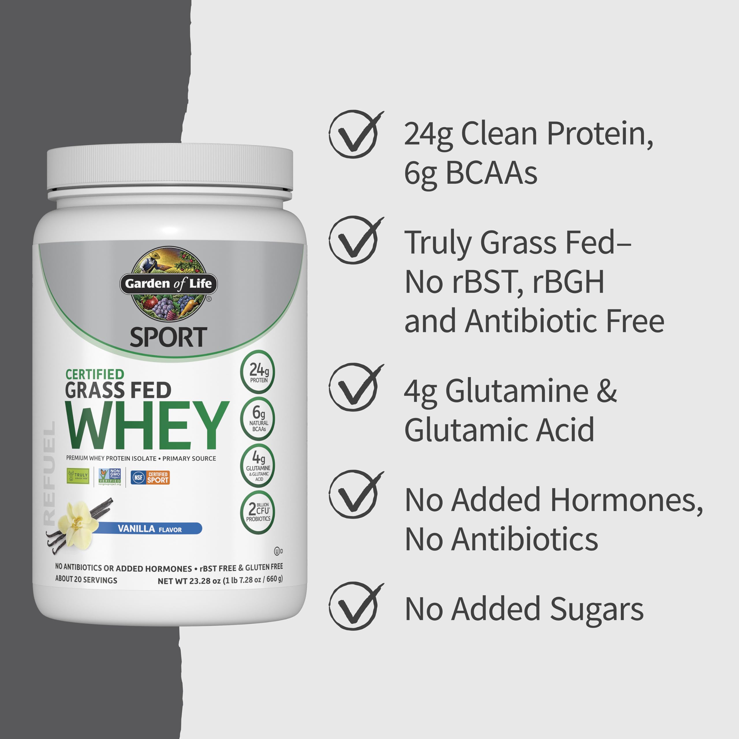 Garden of Life Sport Grass Fed Whey Protein Powder – 24g Whey Protein Isolate for Women & Men with Probiotics & Glutamine, Non-GMO, Gluten-Free, Cold-Processed, Vanilla Flavor, 20 Servings Garden of Life buy australia supplements