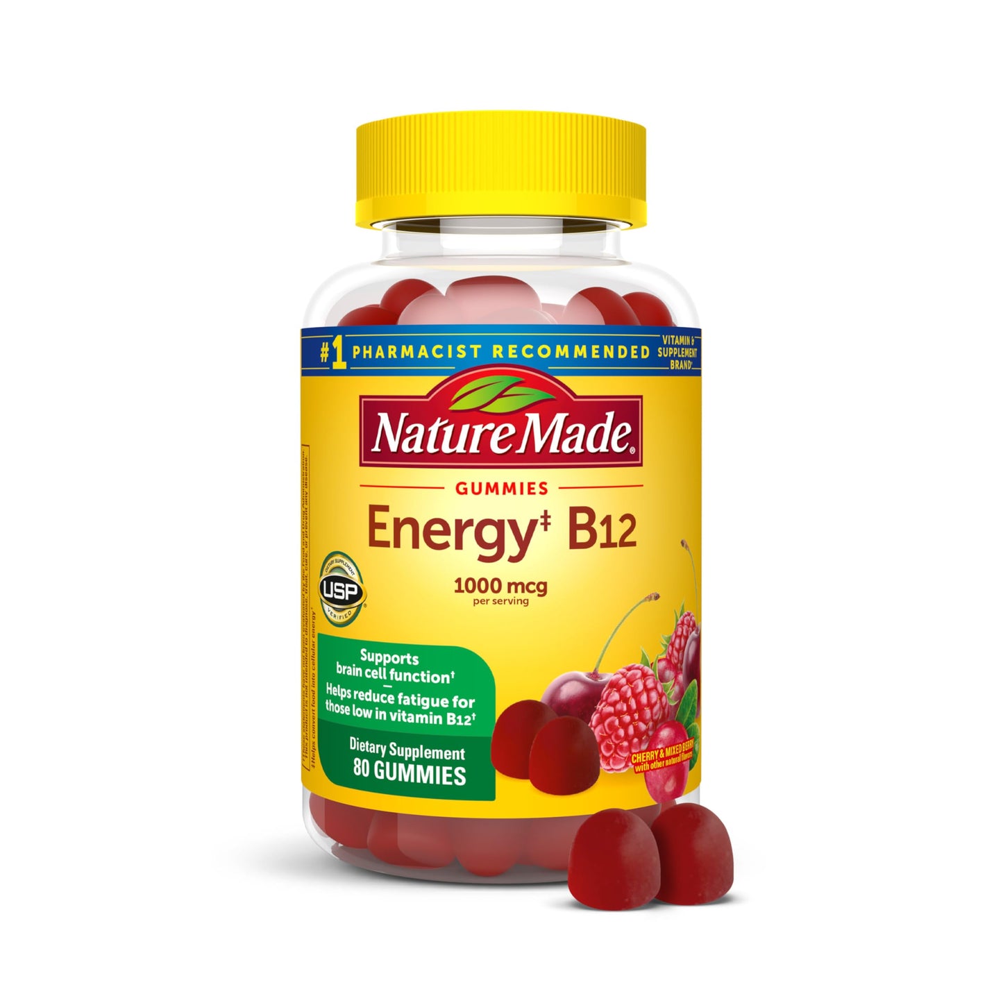 Nature Made Vitamin B12 Gummies 1000 mcg per serving, Dietary Supplement for Energy Metabolism Support, B12 Vitamins Nature Made