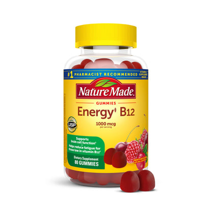 Nature Made Vitamin B12 Gummies 1000 mcg per serving, Dietary Supplement for Energy Metabolism Support, B12 Vitamins Nature Made