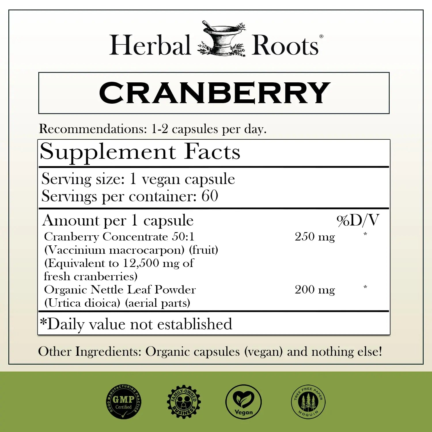 Herbal Roots Extra Strength Cranberry Pills for Women & Men with Organic Nettle | Urinary Tract Health | 60 Vegan Capsules Herbal Roots buy australia supplements