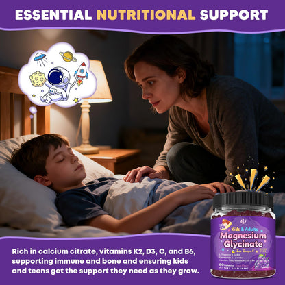 (2Pack) Sugar Free Magnesium Glycinate Gummies for Kids & Adults - Zzz Support, Relaxation & Cognition Support, 200/400mg Magnesium Gummies with L-Theanine, JIANKYTZ