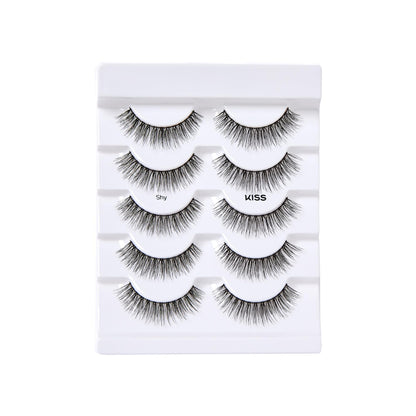 Kiss Looks So Natural, False Eyelashes, 'Shy', 12mm, Includes 5 Pairs Of Lashes, Easy to Apply, Reusable Lash Clusters KISS