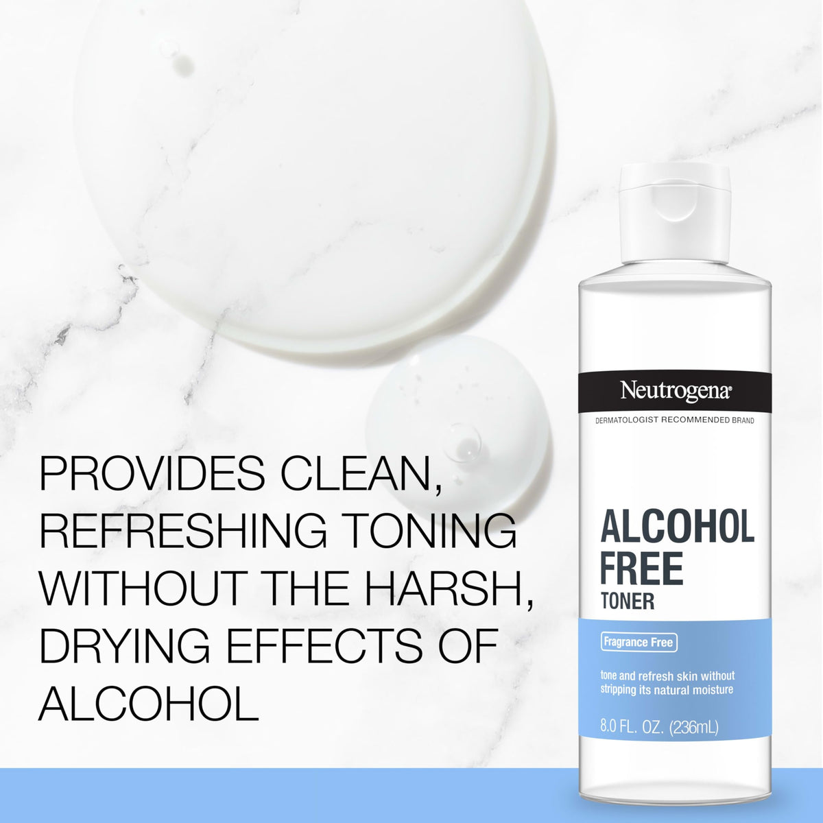 Neutrogena Alcohol-Free Gentle Daily Facial Toner, Fragrance-Free to Tone & Refresh Skin, Gently Removes Impurities & Reconditions Skin, Hypoallergenic, 8 fl. oz Neutrogena