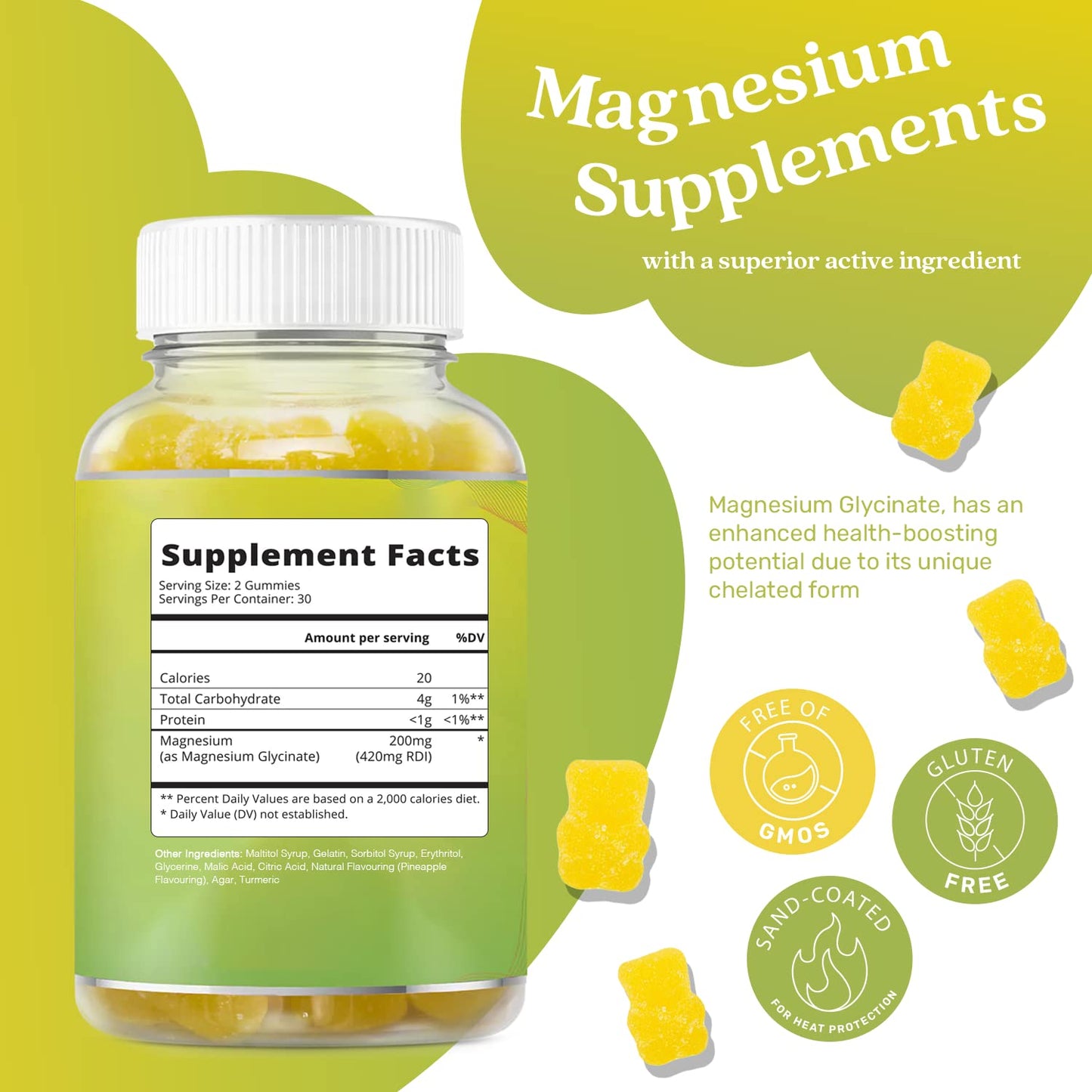 BeLive Magnesium Glycinate Gummies 200 mg - Sugar Free Supplement for Muscle Relaxation, Sleep Support, & Heart Health for Adults & Kids BeLive