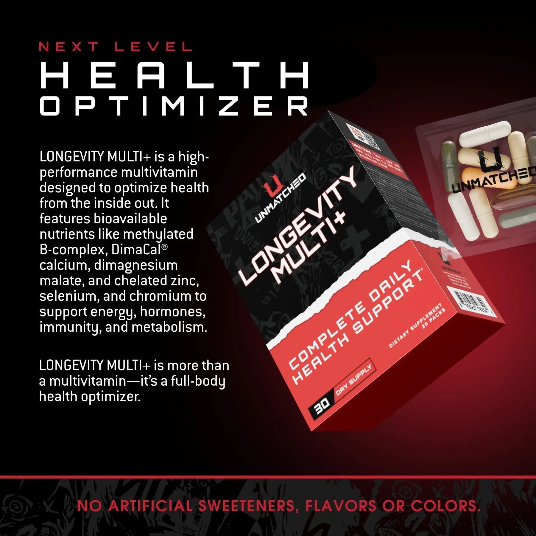 Unmatched Longevity Multi+ | Complete Daily Health Support | Methylated Vitamins & Minerals, Omega-3s, Nootropics, & Longevity Agents | Unmatched buy australia supplements