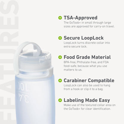 humangear GoToob+ 3-Pack, Large (3.4 fl oz), Clear/Purple/Teal | Refillable & Leak-Proof Silicone Travel Size Bottles with Locking Cap for Toiletries, Camping & TSA Carry-On Gsupps Australia