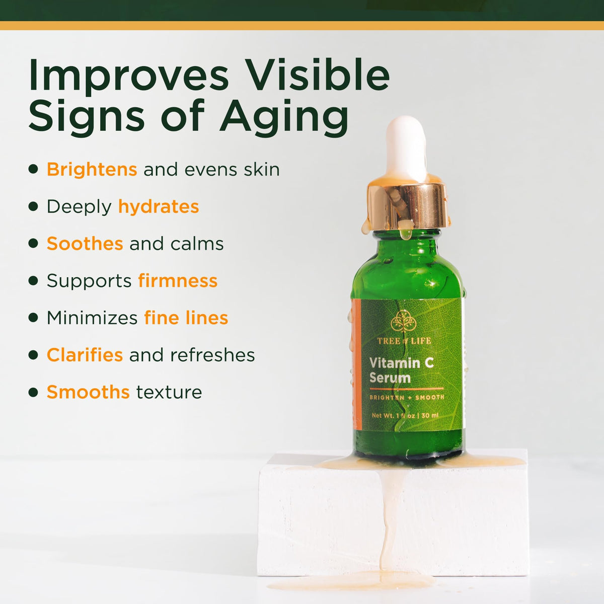 Tree of Life Vitamin C Serum for Face, Dark Spots Remover Face Oil, 1 Fl Oz Tree of Life