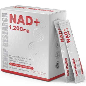 ZenUP Liquid NAD, Extra Strength 1,200mg NAD+ Supplement with CoQ10, Resveratrol, D-Ribose & PQQ for Men & Women, Natural NAD+ Stick for Anti-Aging, Energy, Focus - 30 Packets ZenUP buy australia supplements