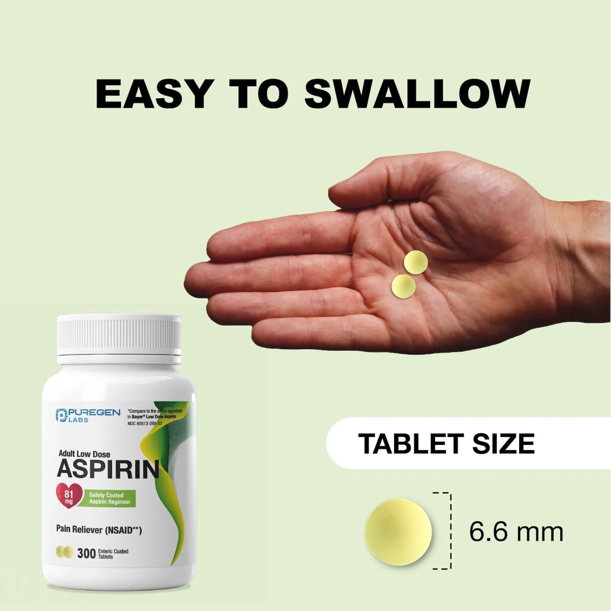 Puregen Labs Aspirin 81 mg Low Dose (NSAID) – 300 Enteric Coated Tablets P Puregen Labs buy australia supplements