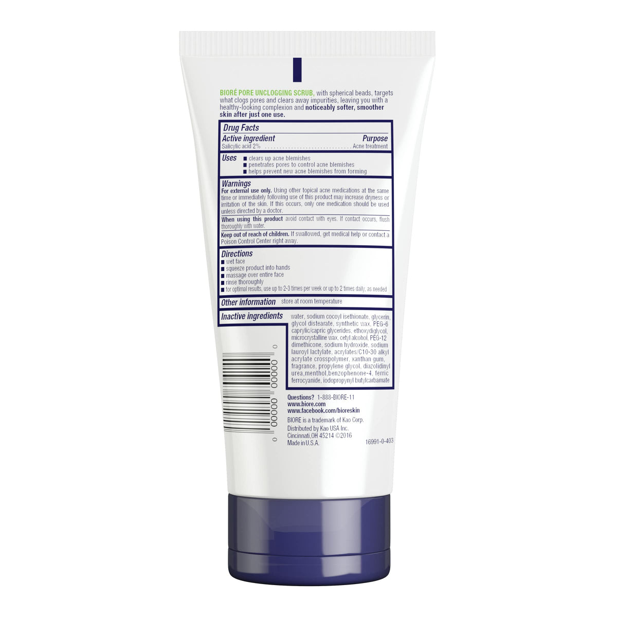 Biore Pore Unclogging Scrub With Salicylic Acid, Oil Free, 5 Oz Bioré