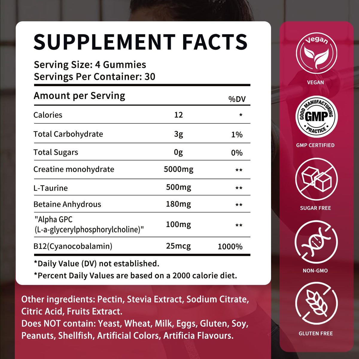 OUYIYUA Creatine Monohydrate Gummies 5000mg for Men & Women - Sugar Free Pre-Workout Supplement, Chewables for Muscle Strength, Muscle Builder OUYIYUA
