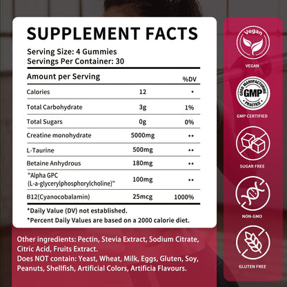 OUYIYUA Creatine Monohydrate Gummies 5000mg for Men & Women - Sugar Free Pre-Workout Supplement, Chewables for Muscle Strength, Muscle Builder OUYIYUA