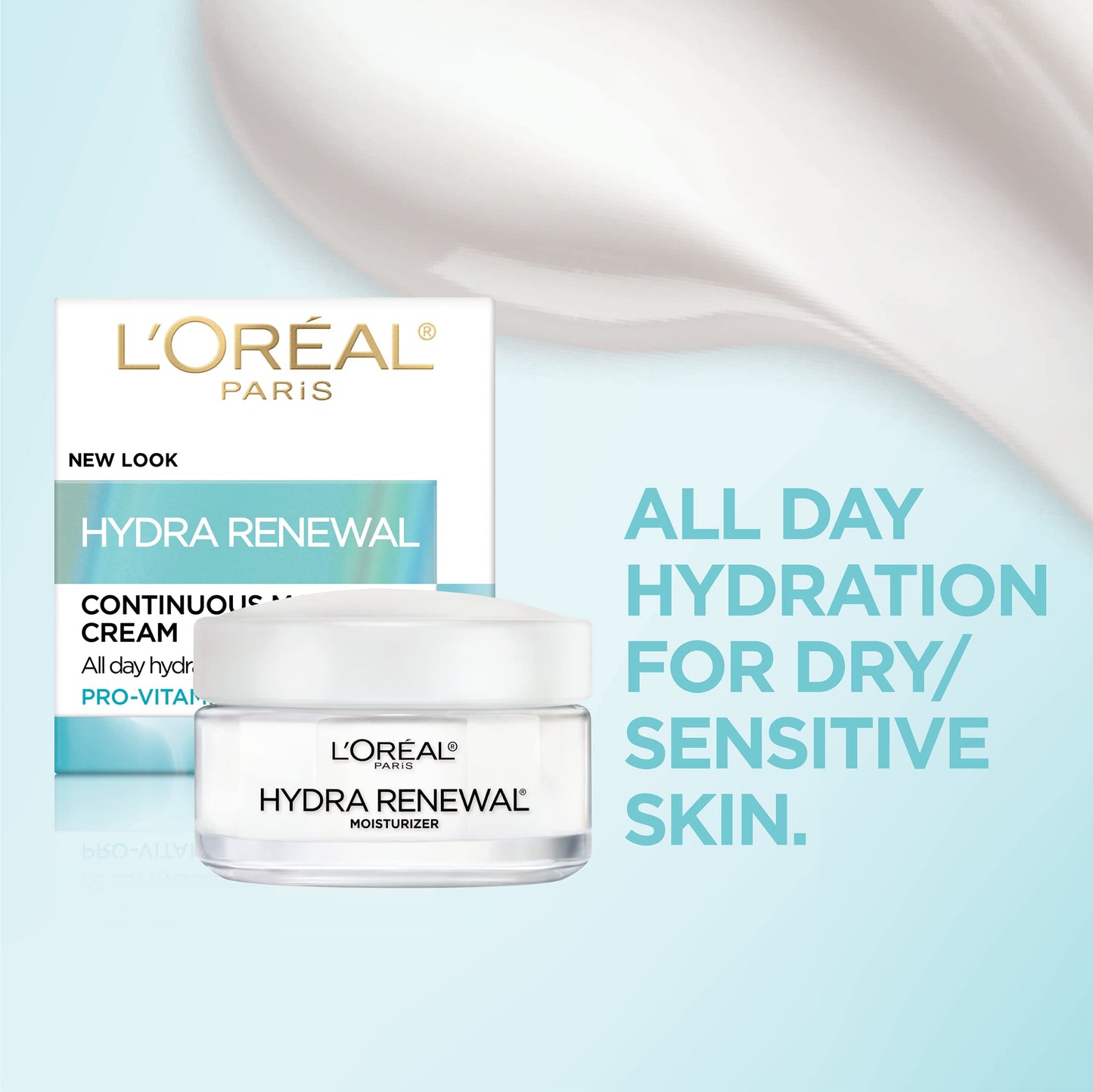 L'Oreal Paris Skincare Hydra-Renewal Face Moisturizer with Pro-Vitamin B5 for Dry Sensitive Skin, All-Day Hydration, 1.7 Oz L'Oreal Paris