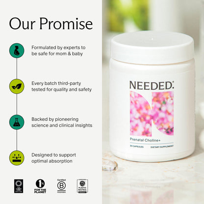 Needed. Prenatal Choline+ Liquid Capsules for Cognitive Development - Choline Supplements For Pregnancy - Aids Baby Brain Development & Supports Healthy Pregnancy Needed.