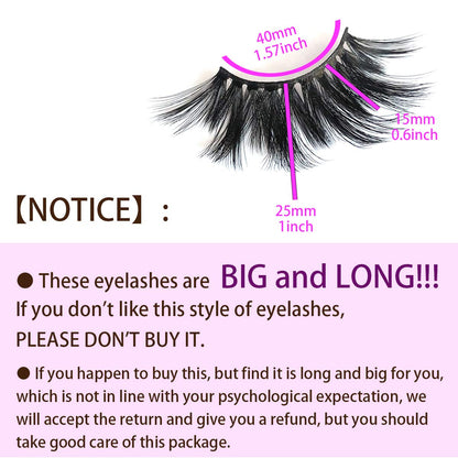 MIKIWI 25mm Lashes, Dramatic 6D Faux Mink Lashes, Fluffy Volume Eyelashes, Thick Crossed Lashes, Long Faux 25mm Mink Lashes (6D4-05) mikiwi