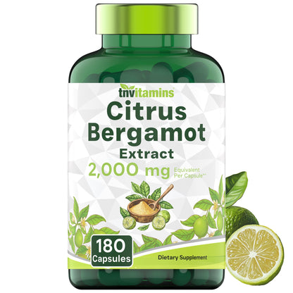 tnvitamins Citrus Bergamot 2000mg - 180 Capsules | Ultra Potent Citrus Bergamot Supplement 2000 mg Per 1 Capsule Serving tnvitamins