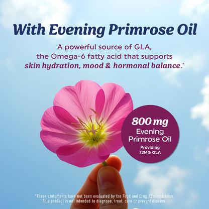 Fish Oil Omega 3 Supplements for Women | DHA + EPA | Heart Health, Hormone Balance, Skin & Wellness Support | 600MG Omega3 + 800MG Evening Primrose Oil MAV NUTRITION