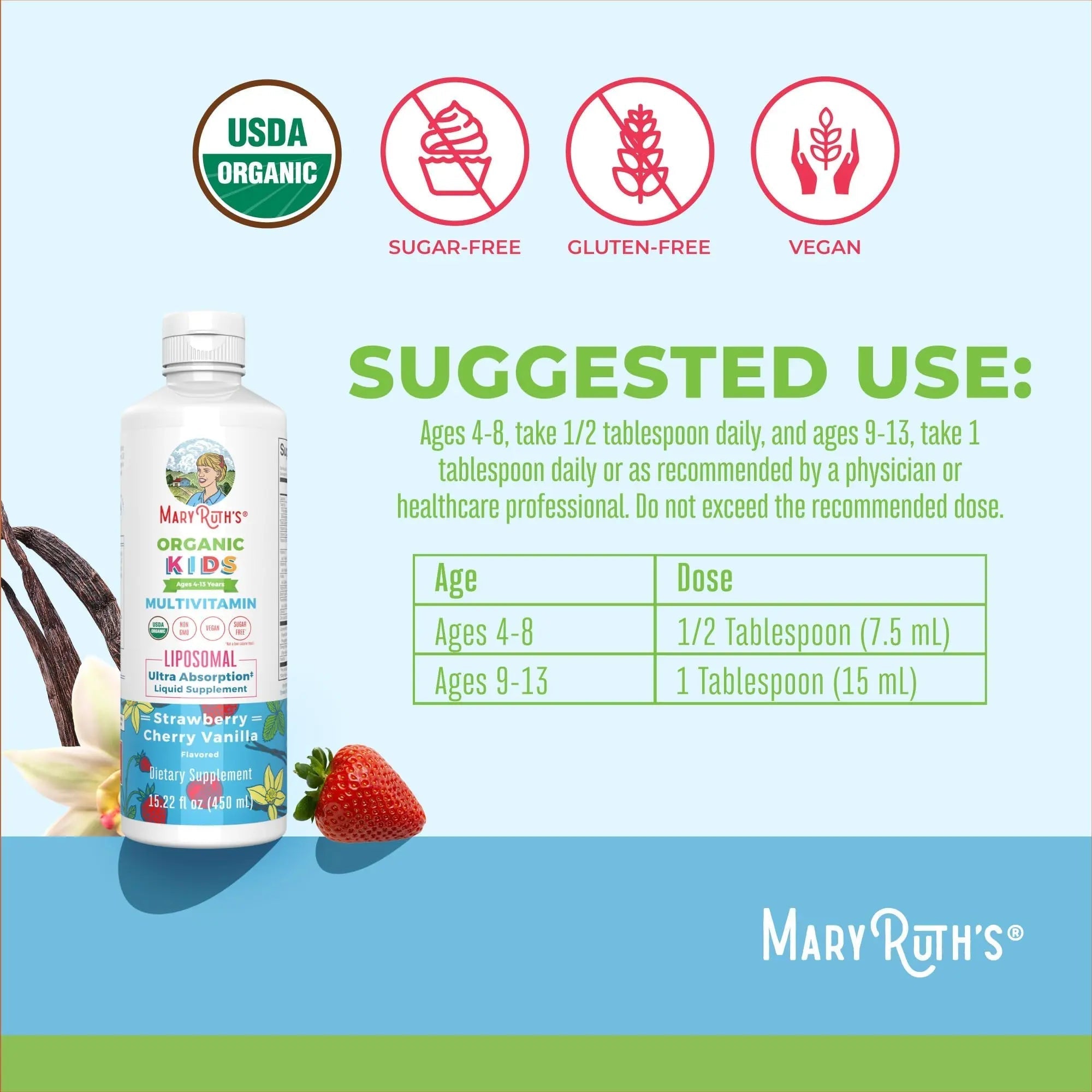 MaryRuth Organics Kids Multivitamin Liposomal (Strawberry Cherry & Vanilla) & Vitamin D3 Liposomal (Mixed Berry) Clean Label Project Verified MARYRUTH'S buy australia supplements