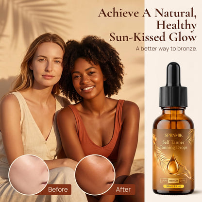 Self Tanning Drops for Face & Body, Face Self Tanner Drops with Natural-Looking Glow to Add to Moisturizer, Organic Sunless Tanner with Streak-Free & Non Orange,Skincare 1 Fl Oz (Medium) Sprnmik