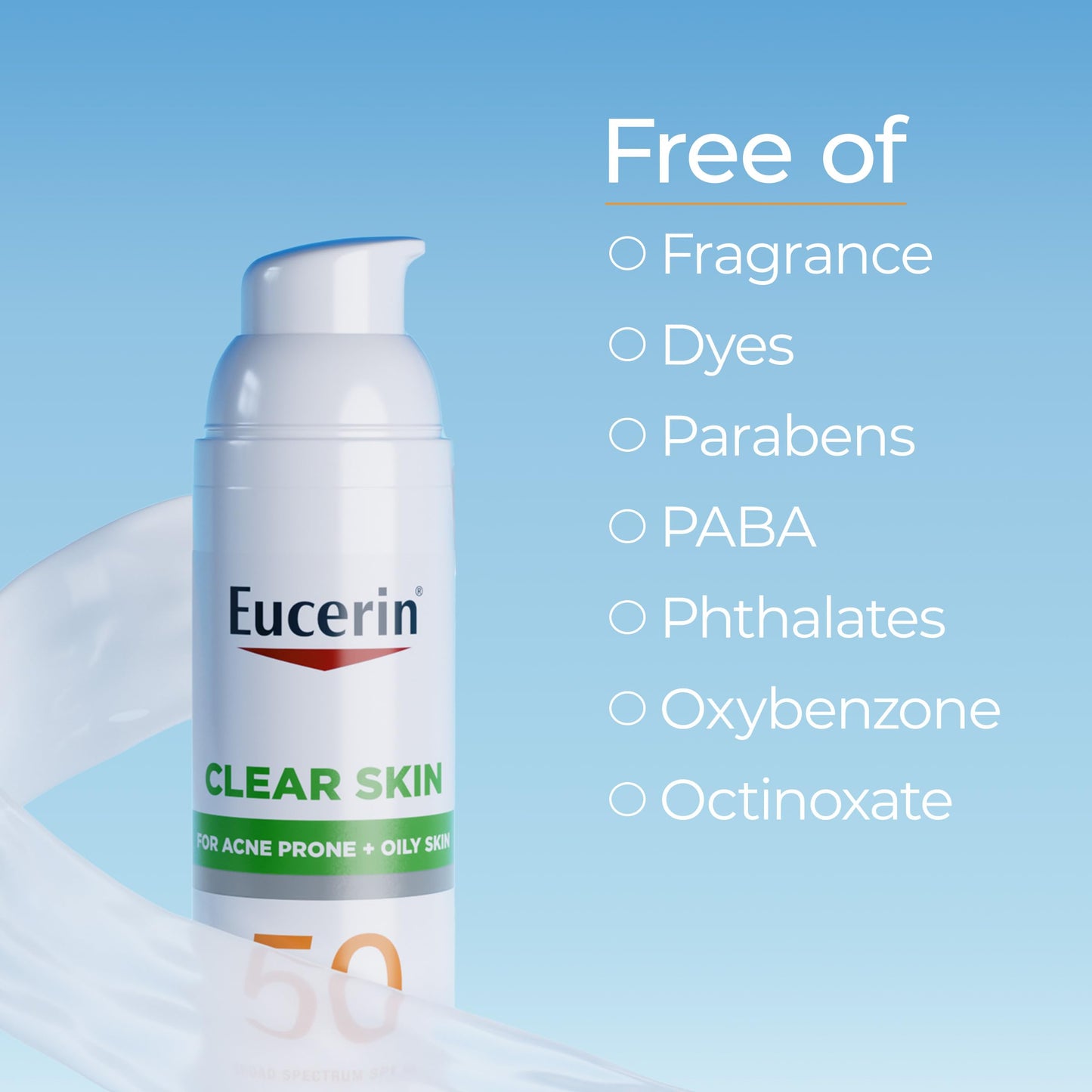 Eucerin Sun Clear Skin Face Sunscreen Lotion SPF 50 for Acne Prone and Oily Skin, Lightweight Sunscreen with Oil-Absorbing Minerals Eucerin