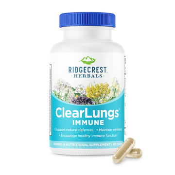 RidgeCrest Herbals ClearLungs Immune, Lung Support Supplement with Elderberry, Zinc, Vitamin C, Vitamin A, Olive Leaf, Mullein, Lung Wellness Formula for Respiratory Health (60 Vegan Caps, 30 Serv) RidgeCrest Herbals buy australia supplements