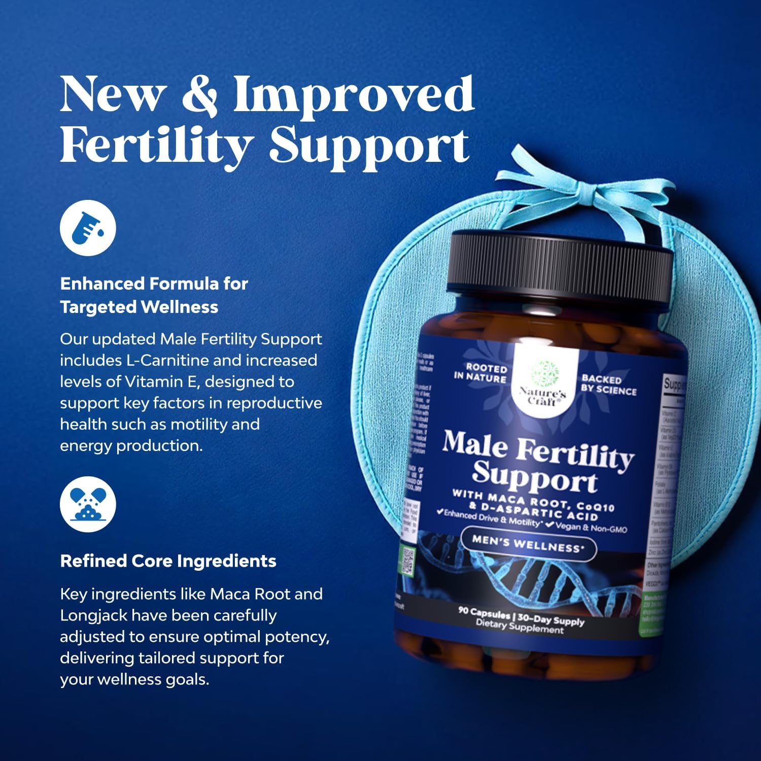 Pre Conception Male Fertility Supplement - Semen Volume Booster with CoQ10, Maca Root, Methyl Folate & D-Aspartic Acid - Mens Fertility Supplement for Sperm Motility - Conception for Him - 90 Count Gsupps Australia