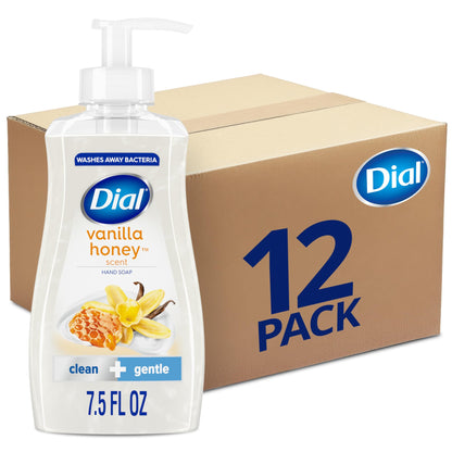 Dial Liquid Hand Soap, Vanilla Honey, 7.5 fl oz, Pack of 12 Dial