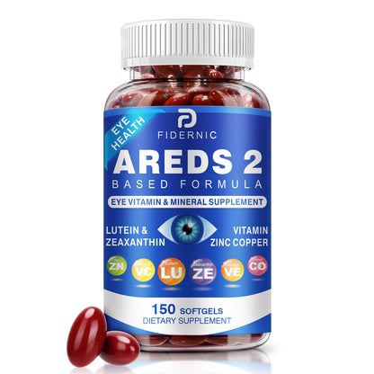 AREDS 2 Eye Vitamin & Mineral Supplement — Lutein and Zeaxanthin Supplement, Vitamin C & E, Zinc & Copper for Blue Light Protection, Eye Health Support FIDERNIC