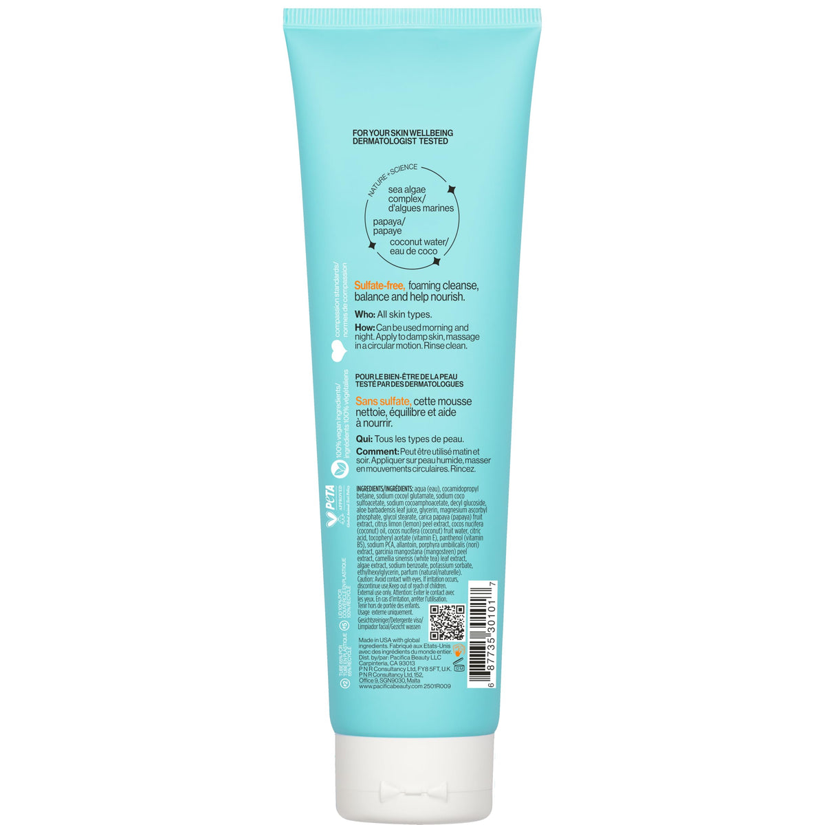 Pacifica Beauty Sea Foam Face Wash, Daily Gentle Foaming Cleanser, With Coconut Water + Sea Algae, Removes Makeup, For Combination and Oily Skin, Vegan & Cruelty Free Pacifica