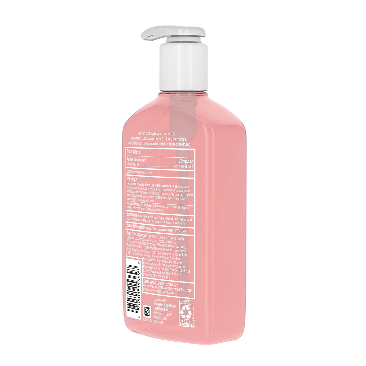 Neutrogena Oil Free Pink Grapefruit Acne Face Wash, 9.1 fl oz Neutrogena