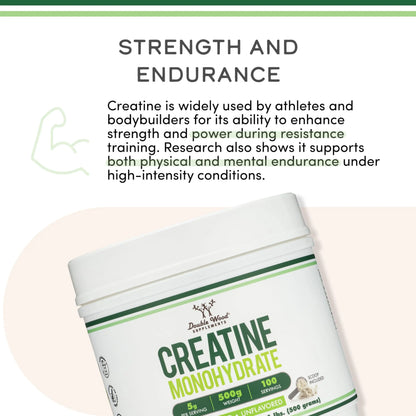 Creatine Monohydrate Powder 1.1lbs (100 Servings of 5 Grams Each) - No Fillers, Vegan Safe, Non-GMO, Gluten Free by Double Wood Double Wood Supplements