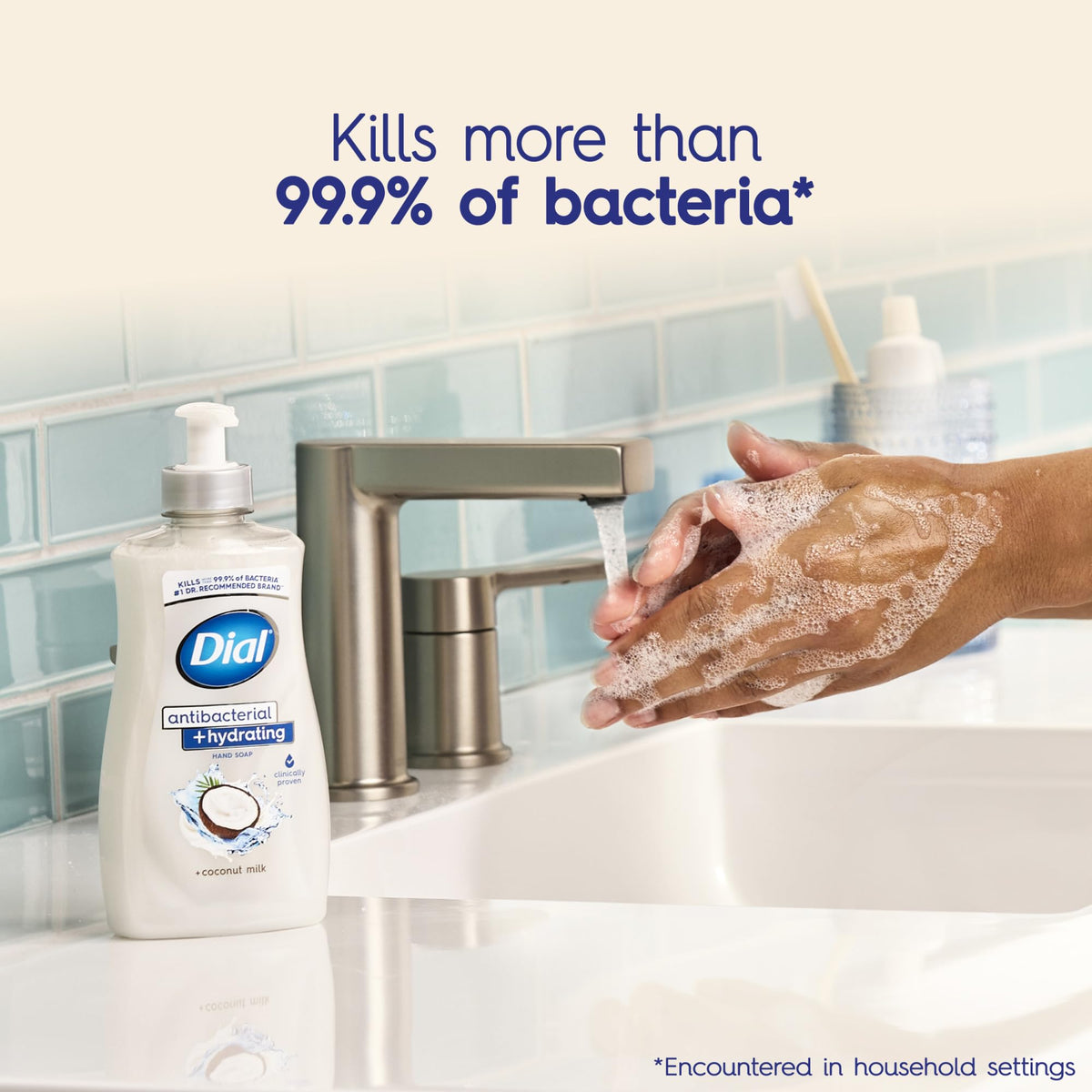 Dial Antibacterial Hydrating Liquid Hand Soap, Coconut Milk, 11oz, 4-Pack Dial