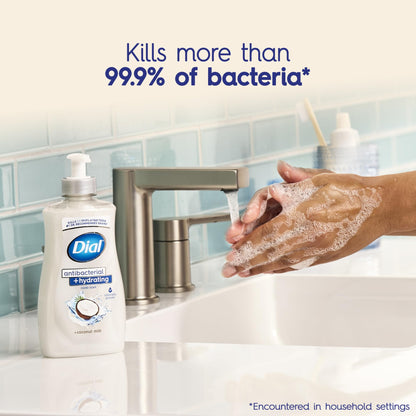 Dial Antibacterial Hydrating Liquid Hand Soap, Coconut Milk, 11oz, 4-Pack Dial
