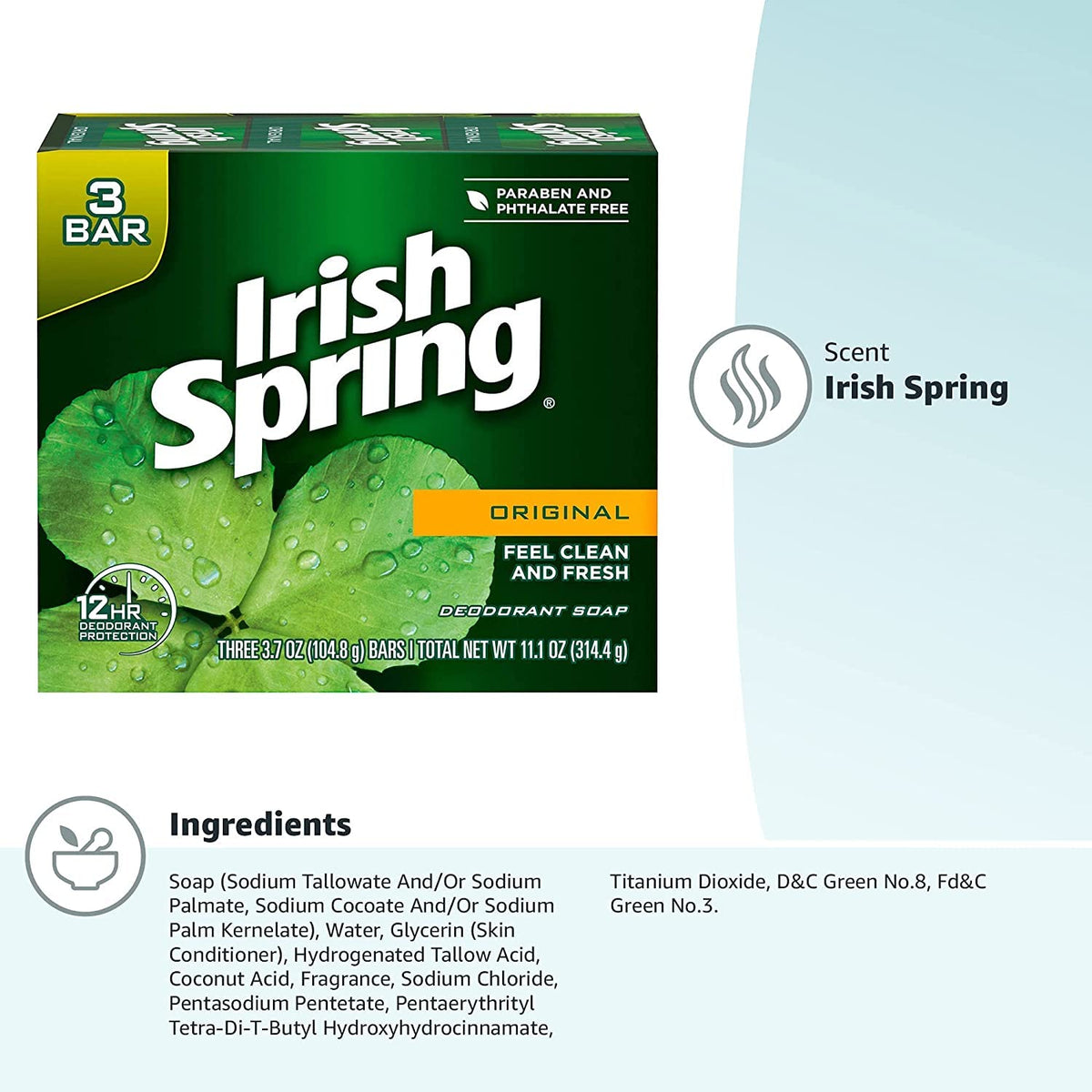 Irish Spring Original Deodorant Soap 3 Bars, 2 Pack (6 Total) Irish Spring