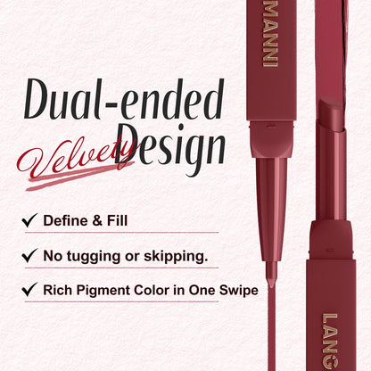 LANGMANNI 2-in-1 Lipstick & Lip Liner Set,6 Colors Gift Set|Angled Lipstick+Matching Lipliner Pencil|Velvet Matte Finish,Long-Lasting & Smudge-Resistant|All-in-One Lip Makeup Kit for Women(#A) LANGMANNI