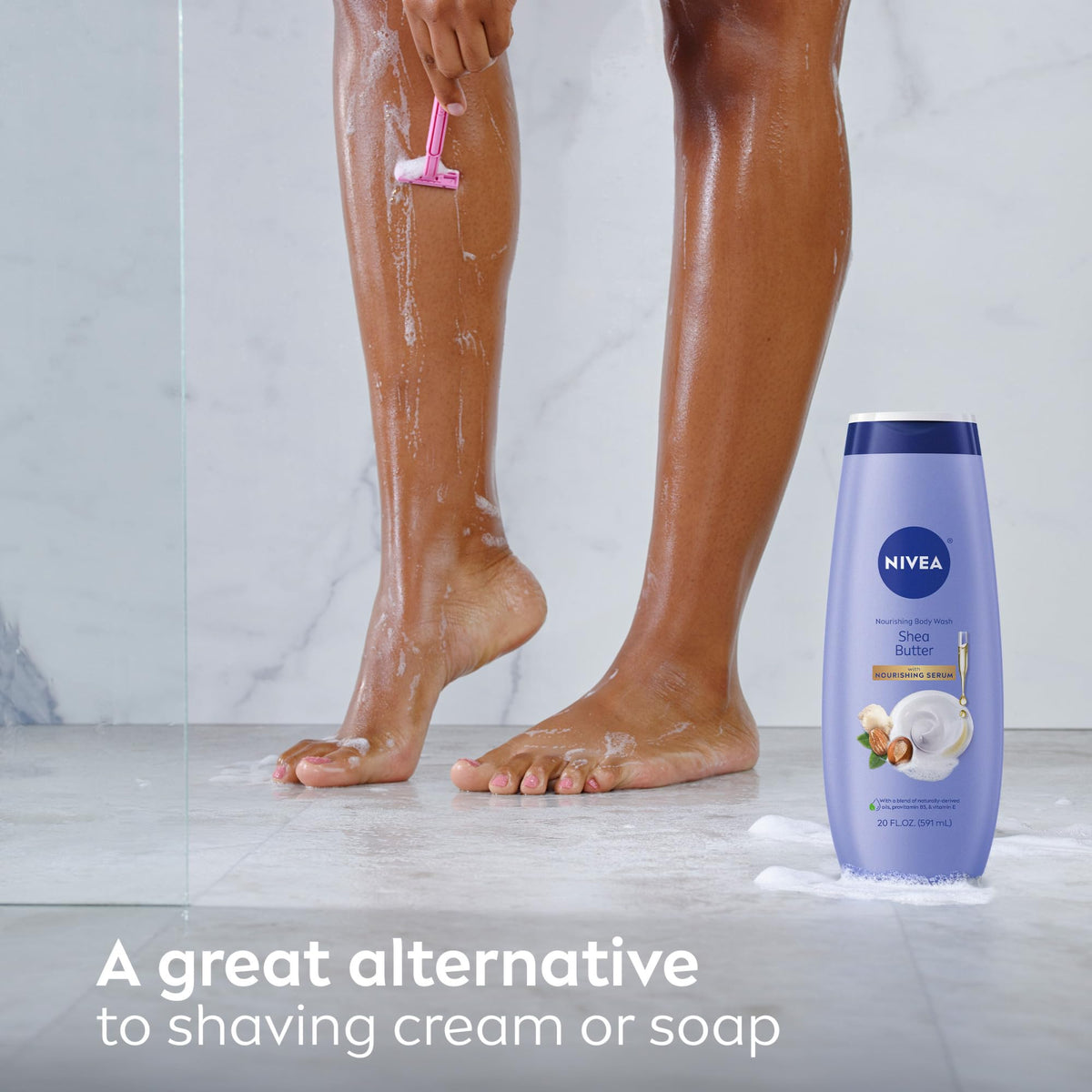 NIVEA Nourishing Shea Butter Body Wash, Nourishing Serum, 20 FL OZ NIVEA
