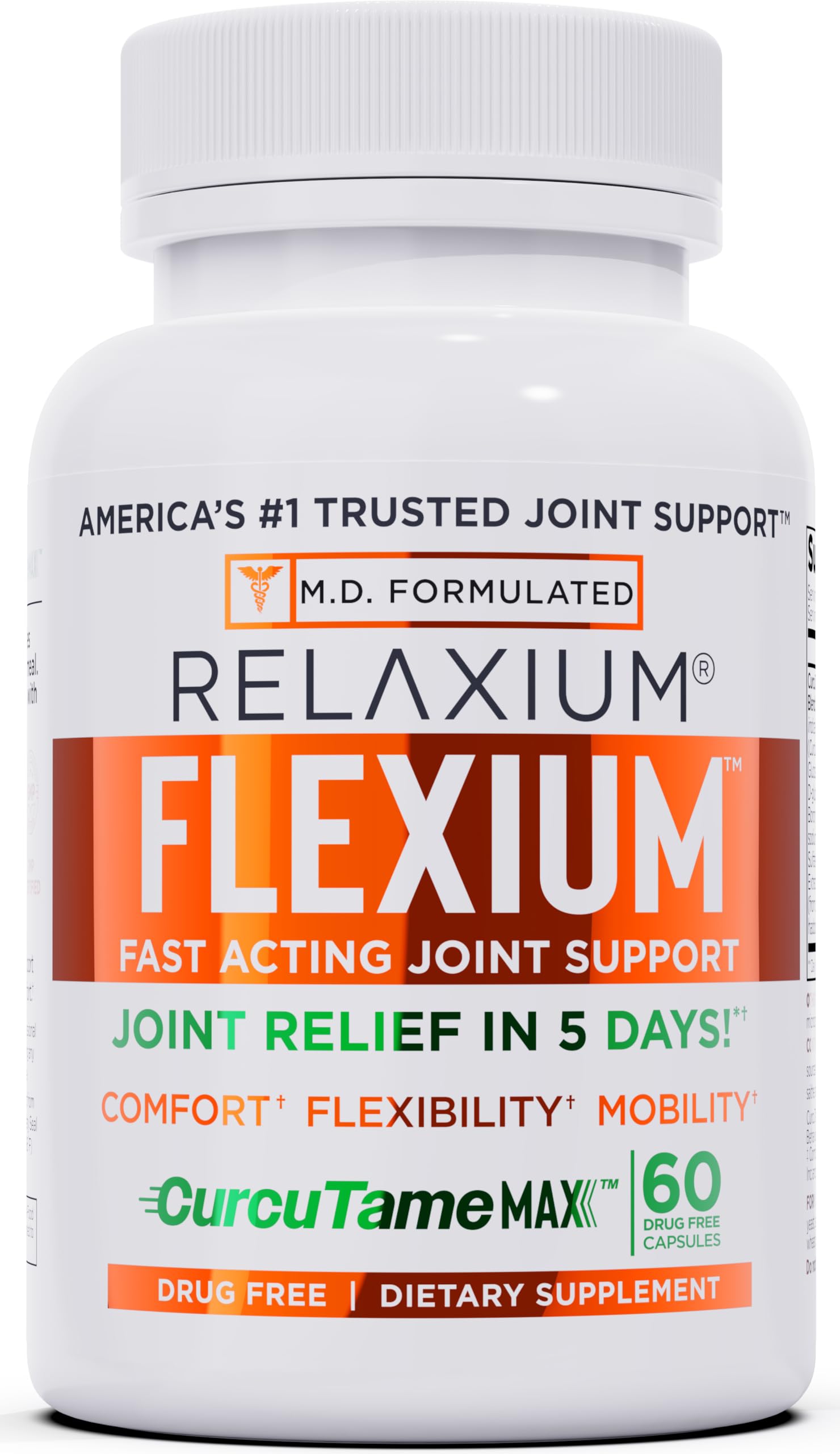 Relaxium Flexium Joint Support Supplement, Drug-Free, with CurcuTame Blend, Turmeric Supplement Formulated to Support Comfort and Mobility, 60 Capsules Relaxium buy australia supplements