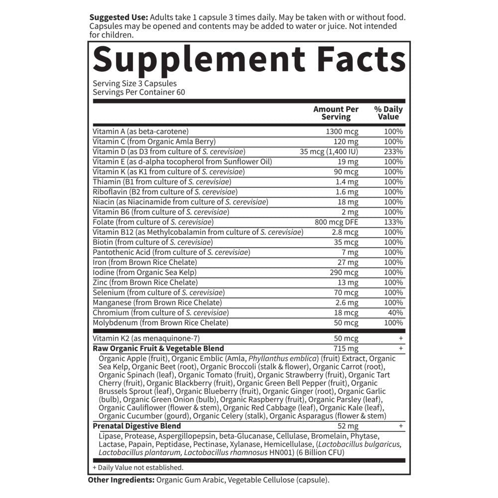 Garden Of Life, Raw Vitamin Code Prenatal, 180 Vegetarian Capsules Garden of Life