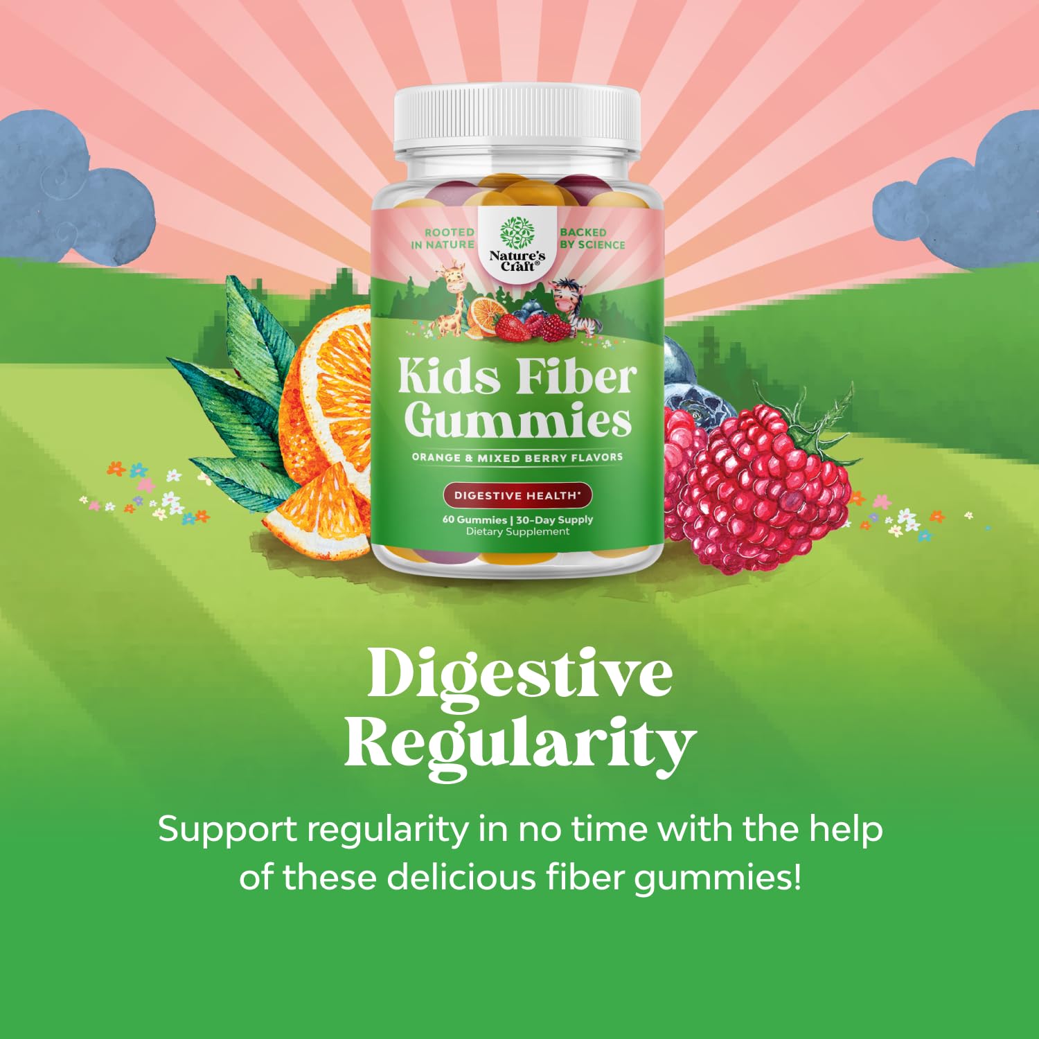 High Prebiotic Fiber Gummies for Kids - Digestive Health Support - 120 Ct | Fiber for Kids Regularity & Gut Health Support - Dietary Fiber Supplements - Immune Gummies with Chicory Root - Non GMO Gsupps Australia