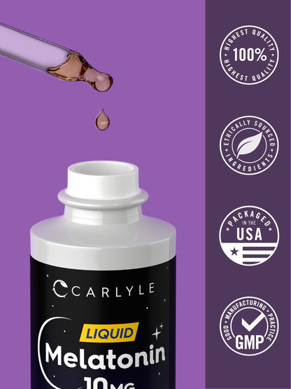 Carlyle Melatonin 10mg | 2 fl oz Liquid Drops | Berry Flavor | for Adults | Non-GMO, Vegetarian Supplement Carlyle