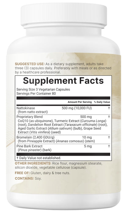 Micro Ingredients Nattokinase 10,000 FU Per Serving (Natural Natto Extract), 240 Vegetarian Capsules | with CoQ10, Turmeric, Aged Garlic & Pine Bark Extract Micro Ingredients