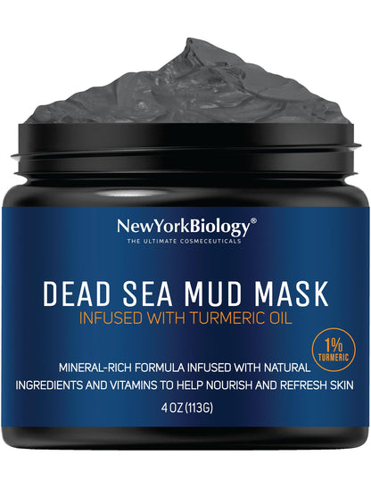 New York Biology Dead Sea Mud Mask for Face and Body | with Turmeric Oil | Spa Quality Pore Refiner for Oily Skin | Natural Skincare for Women & Men NEW YORK BIOLOGY THE ULTIMATE COSMECEUTICALS