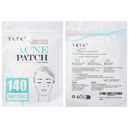 TKTK Pimple Patch for Face, Hydrocolloid Acne Absorbing Dots, 4 Sizes 140CT TKTK