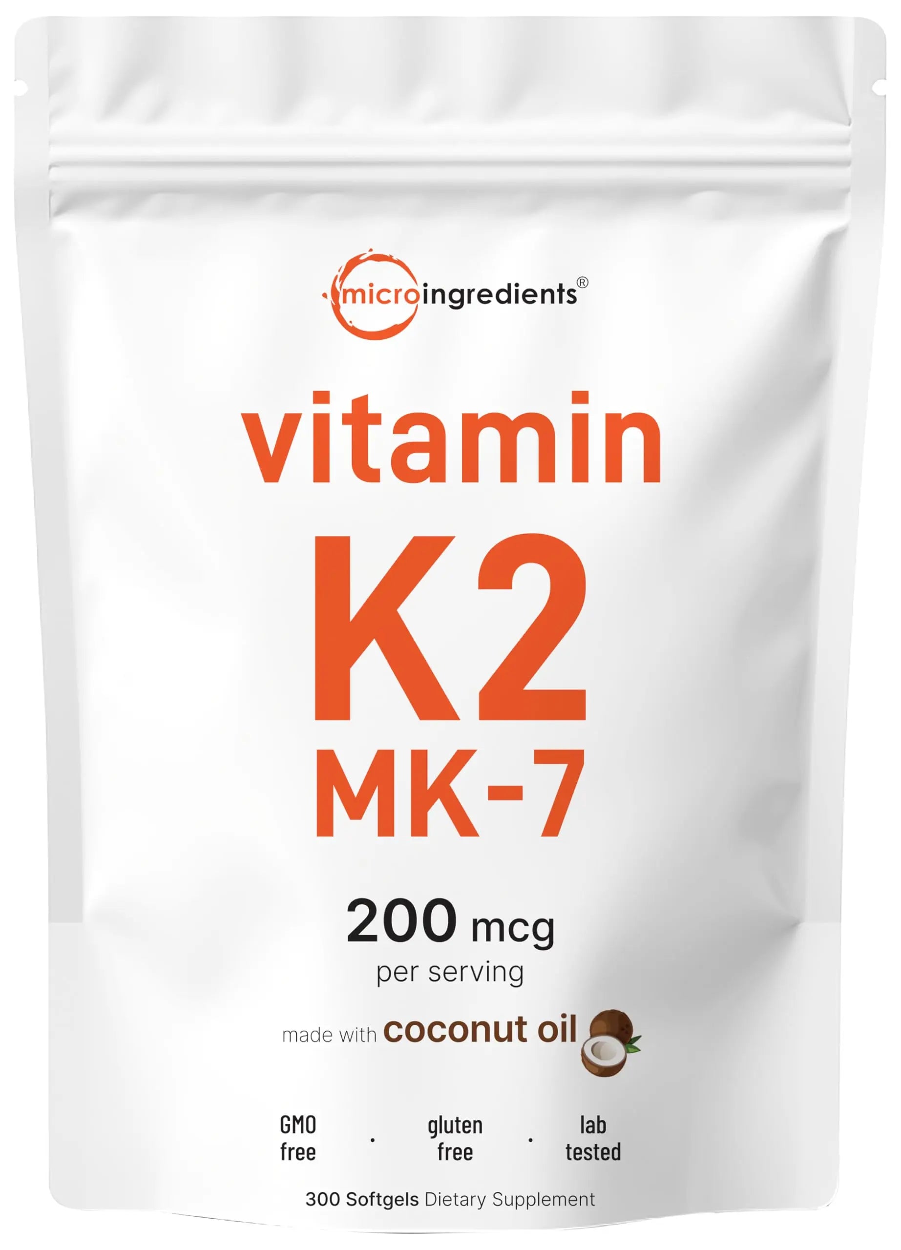 Micro Ingredients Vitamin K2 MK-7 Supplement, 200 mcg Per Serving, 300 Coconut Oil Softgles | Easily Absorbed, Active Menaquinone Form | Micro Ingredients buy australia supplements